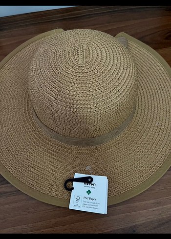 Bej Fiyonk Detaylı Kadın Hasır Şapka - Görsel 2