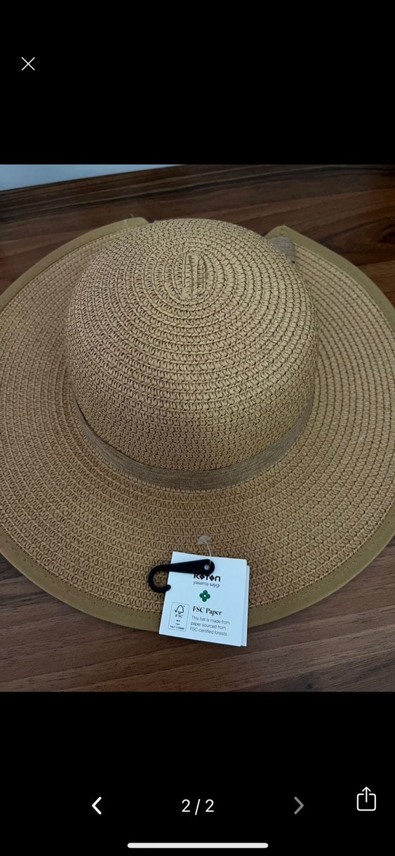 Bej Fiyonk Detaylı Kadın Hasır Şapka - Görsel 2