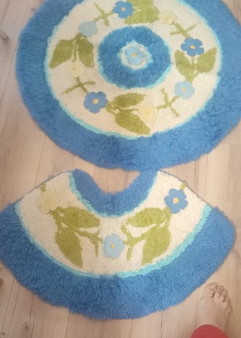 Pastel Mavi Çiçek Desenli Banyo Paspası - Görsel 4