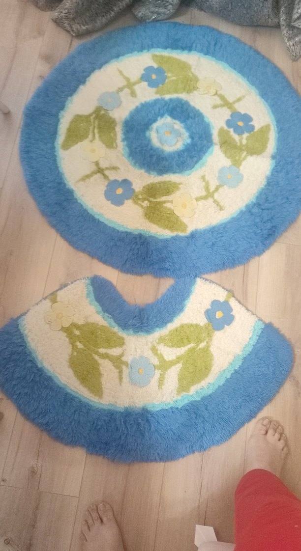 Pastel Mavi Çiçek Desenli Banyo Paspası - Görsel 4