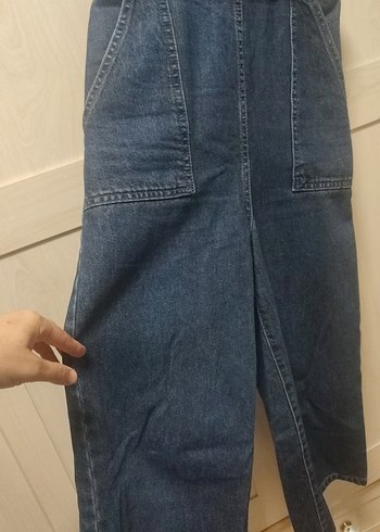 Kiz çocuk genç kız Lacivert Kot Askılı  Tulum - Görsel 2