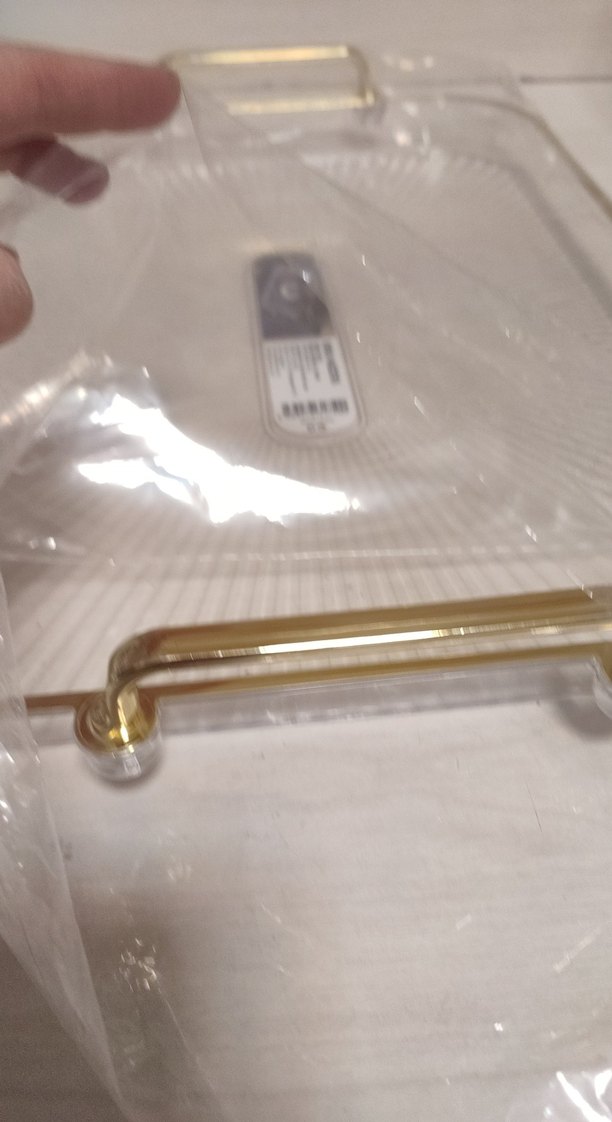 Altın Saplı Şeffaf Dikdörtgen Tepsi - Görsel 4