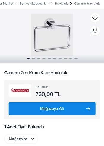 Bauhaus Camero Çelik paslanmaz Kare Havluluk - Görsel 2