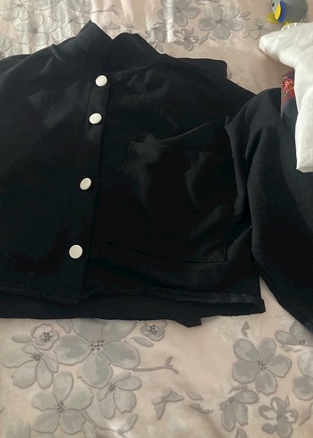 Düğmeli Siyah Uzun Kollu Kadın Ceket - Görsel 2