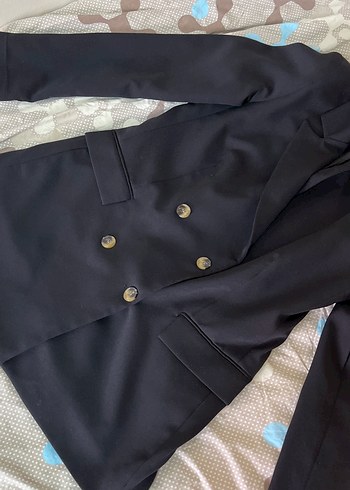 Düğmeli Siyah Kadın Blazer Ceket - Görsel 3