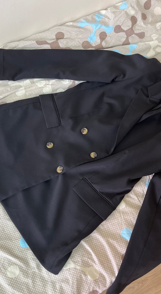 Düğmeli Siyah Kadın Blazer Ceket - Görsel 3