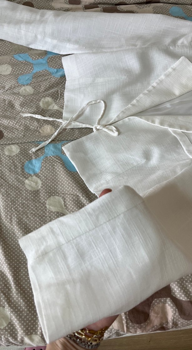 Beyaz Keten Mini Kadın Blazer Ceket - Görsel 3