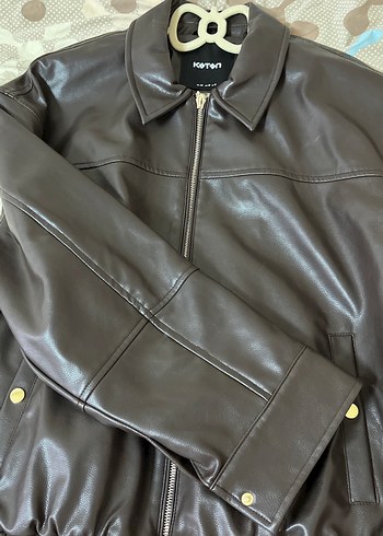 Kahverengi Deri Kadın Ceket 1 kere giydim - Görsel 2