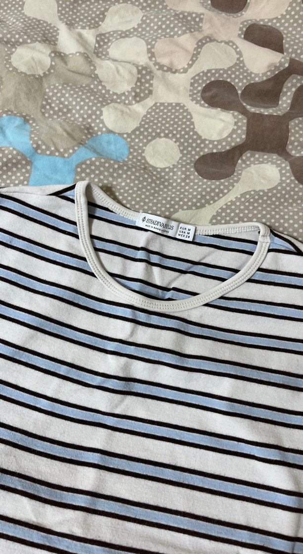 Kadın Beyaz Çizgili Kısa Kollu Tişört - Görsel 2