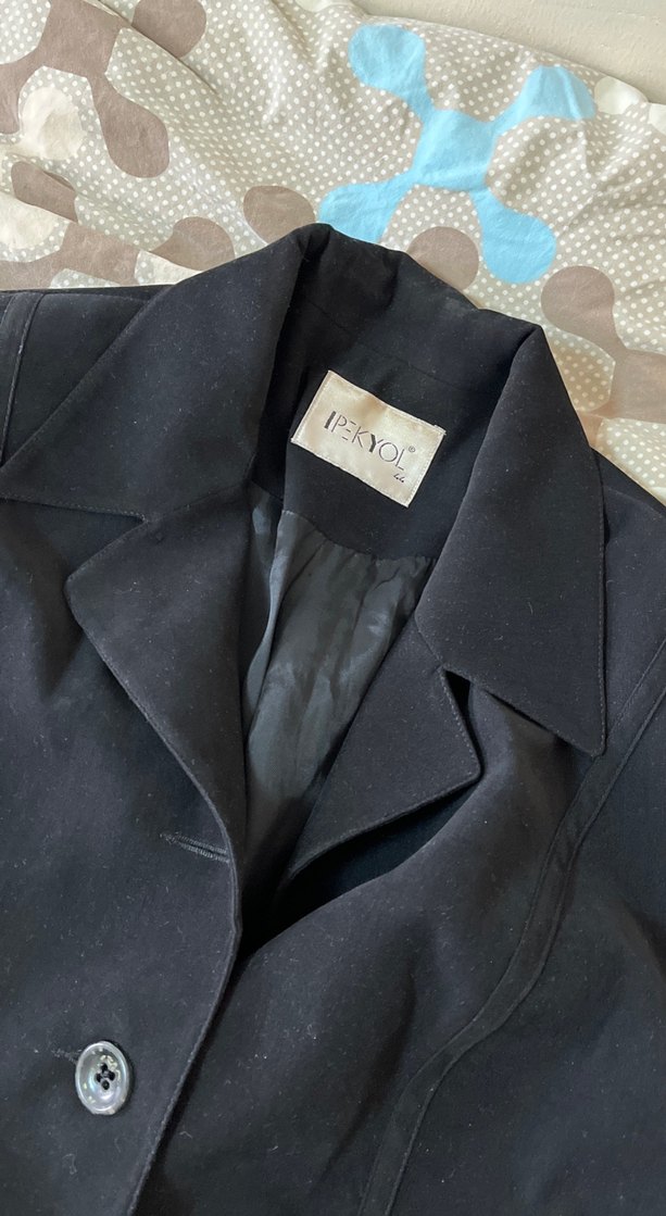 Siyah Süet Düğmeli Kadın Blazer Ceket - Görsel 2