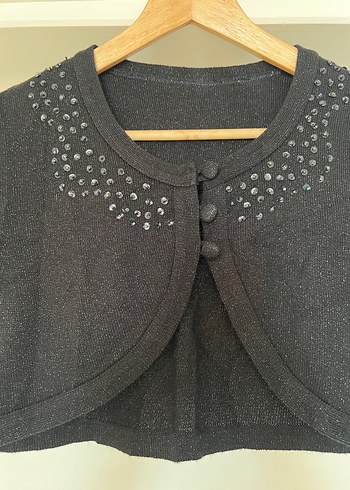 Siyah Payet İşlemeli Kısa Kollu Bolero - Görsel 2