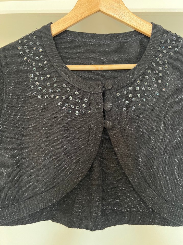 Siyah Payet İşlemeli Kısa Kollu Bolero - Görsel 2