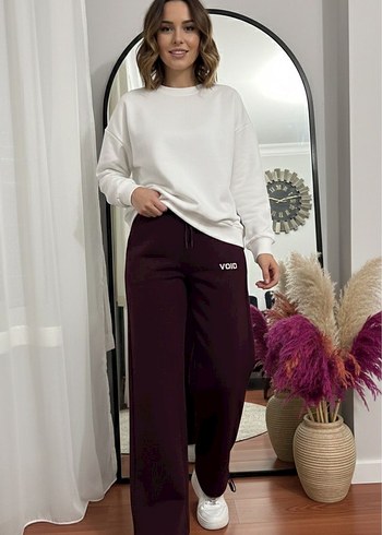 Bordo Kadın Rahat Kesim Sweatpant - Görsel 3