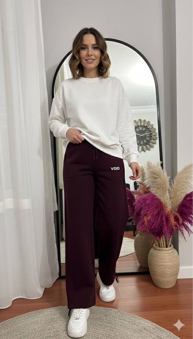 Bordo Kadın Rahat Kesim Sweatpant - Görsel 3