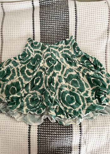 Yeşil Desenli Fırfırlı Mini Etek - Görsel 2