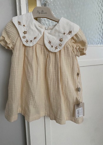 Nakışlı Keten Kız Çocuk Elbisesi - Görsel 2