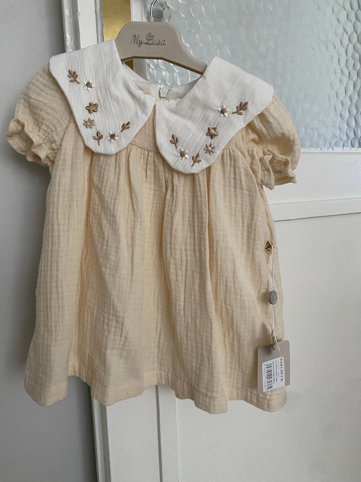 Nakışlı Keten Kız Çocuk Elbisesi - Görsel 2