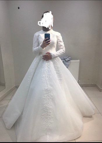 Uzun Kollu Beyaz Prenses Gelinlik - Görsel 2