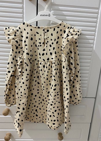 Kız Çocuk Bej Uzun Kollu Fırfırlı Elbise - Görsel 2