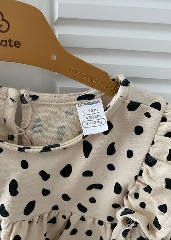 Kız Çocuk Bej Zebra Desenli Volanlı Elbise - Görsel 3