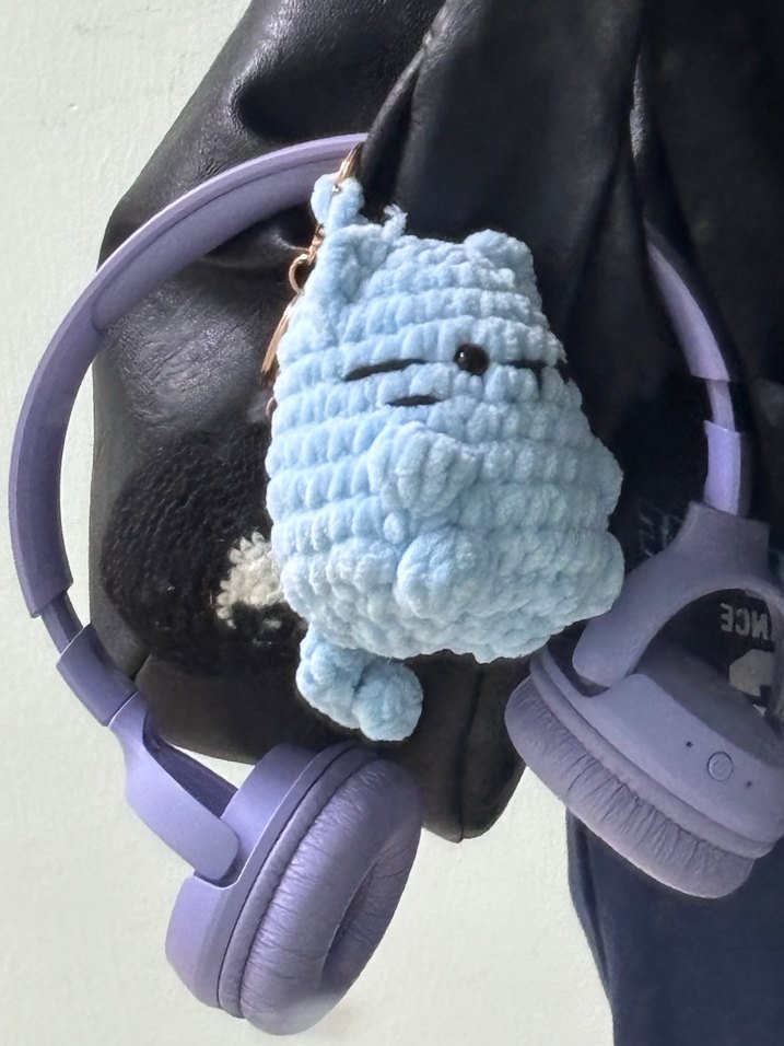 Bebe Mavisi Örgü Kedi Anahtarlık Amigrumi - Görsel 2