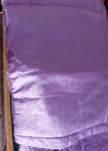 İşlemeli Parlak Mor Yatak Örtüsü - Görsel 6