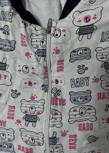 Fermuarlı Beyaz Baskılı  Bebek Tulumu - Görsel 3