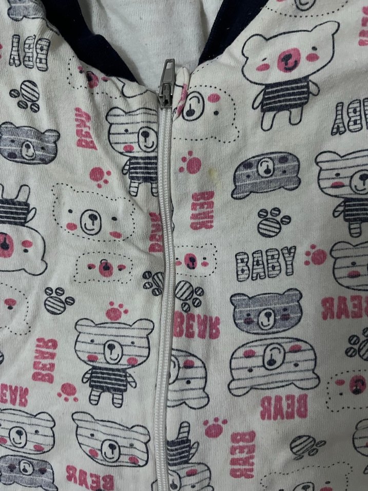 Fermuarlı Beyaz Baskılı  Bebek Tulumu - Görsel 3