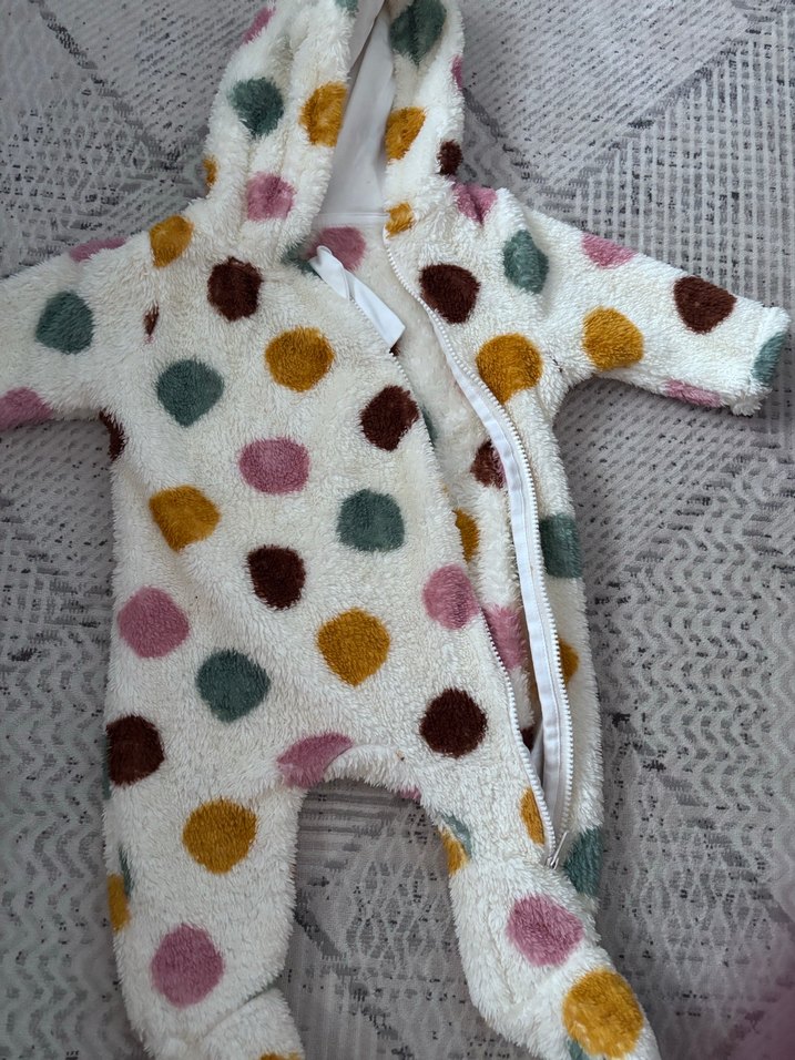 Bebek Kız Çok Renkli Puantiyeli Örgü Tulum - Görsel 4