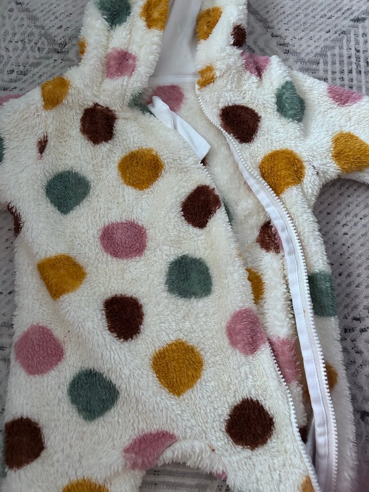 Bebek Kız Çok Renkli Puantiyeli Örgü Tulum - Görsel 3