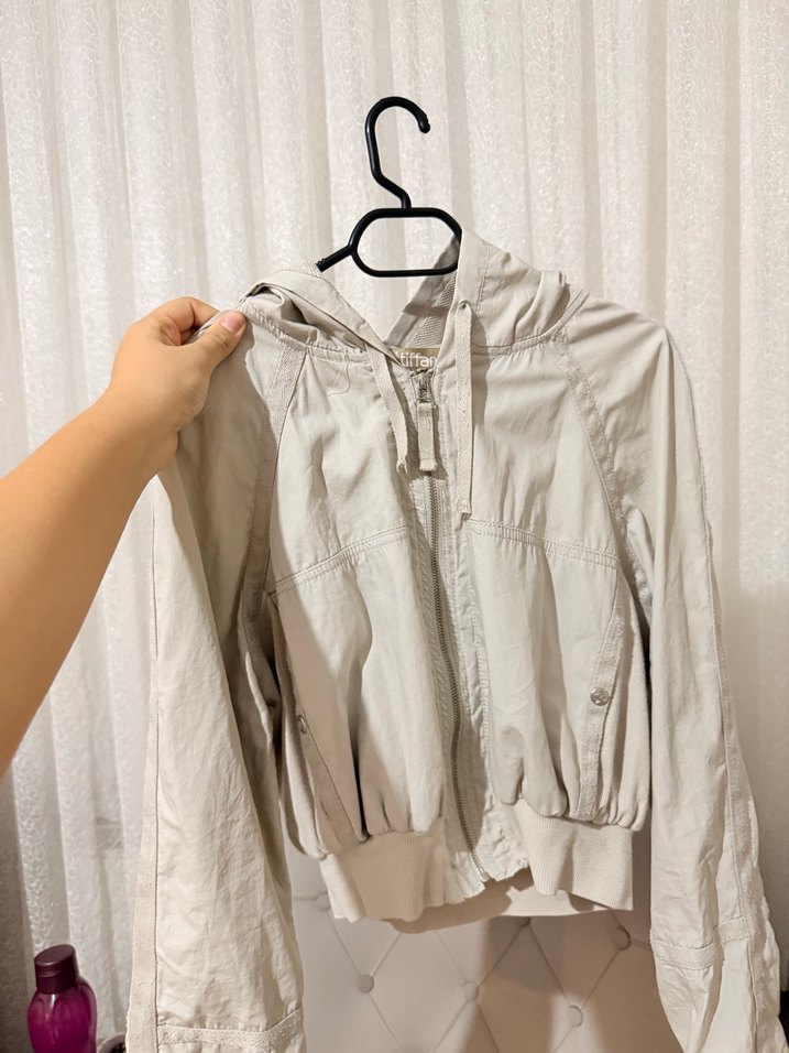 Gri Yüksek Yakalı Kadın Ceket - Görsel 4