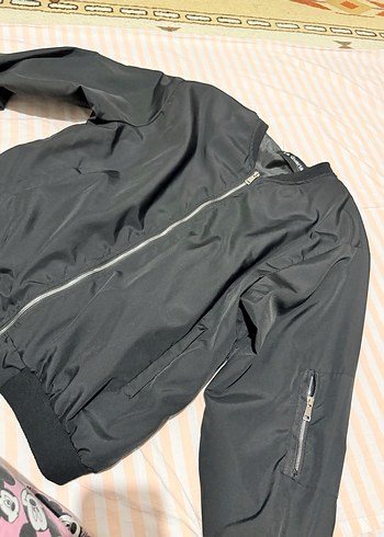 Siyah Fermuarlı Kadın Street Wear Ceket - Görsel 2