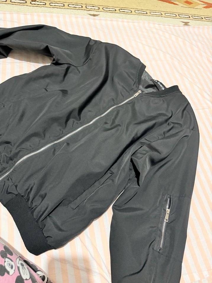 Siyah Fermuarlı Kadın Street Wear Ceket - Görsel 2