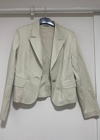 Krem crop blazer ceket - Görsel 2