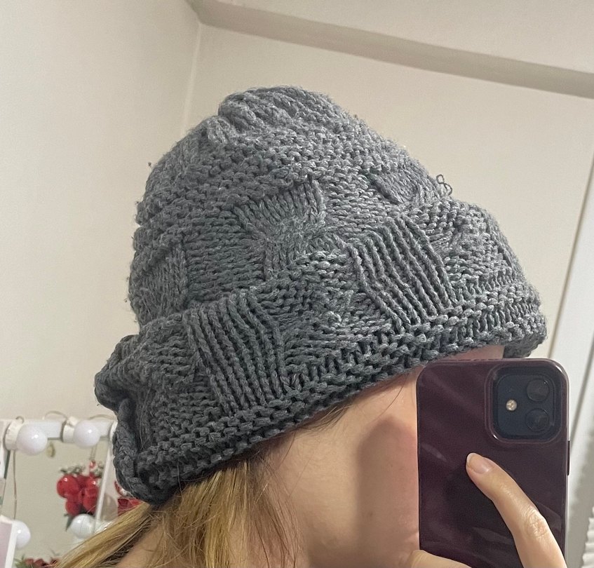 Gri Örgü Kadın uzun Bere - Görsel 2