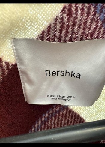 Bordo Gri Kareli Düğmeli Kadın Ceket - Görsel 2