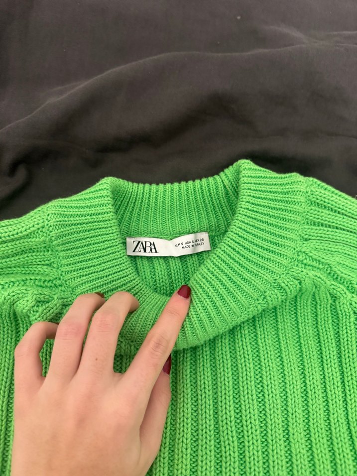 Yeşil Örgü Kadın Kazak - Görsel 2