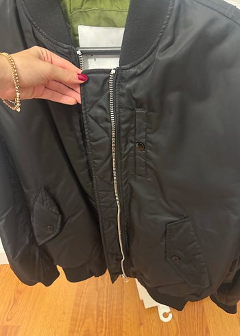 Siyah Fermuarlı Kadın bomber Ceket - Görsel 2