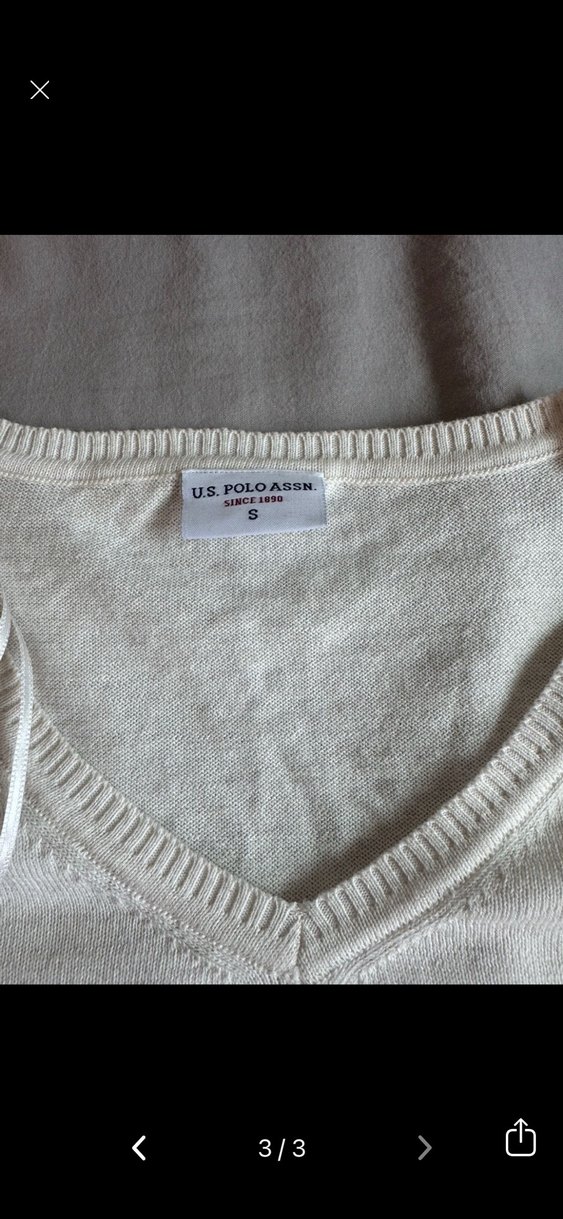 Beyaz V Yaka Kadın Triko Kazak - Görsel 3