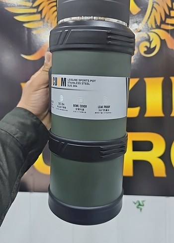 Gri-Khaki Kamp Termosu 3 lt - Görsel 2