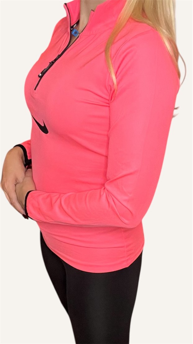 Nike V-Yaka Fermuarlı Uzun Kollu Mini Spor Üst - Görsel 4