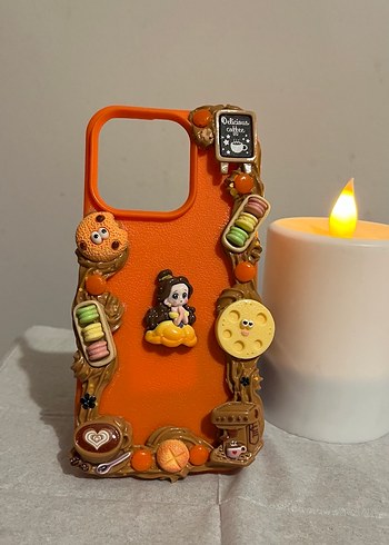 İPhone 15 Pro Kahve Konseptli Krema Desenli Telefon Kılıfı - Görsel 3