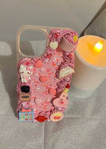 Iphone 14 Uyumlu Makyaj Temalı Krema Desenli Telefon kılıfı - Görsel 4