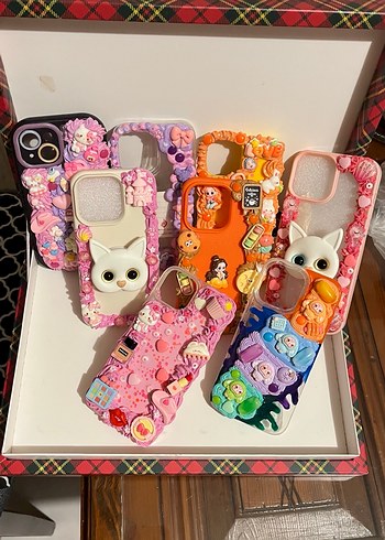 Iphone 14 Uyumlu Makyaj Temalı Krema Desenli Telefon kılıfı - Görsel 6