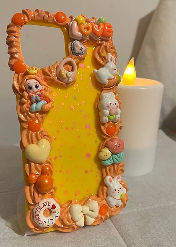 İPhone 14 Krema Desenli Telefon Kılıfı - Görsel 4