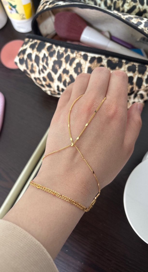 Altın Renk Zincir Detaylı Kadın El Zinciri - Görsel 2