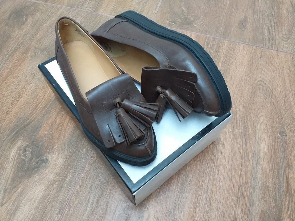 Kahverengi Deri Püsküllü Blok Topuklu Kadın Ayakkabı - Görsel 3