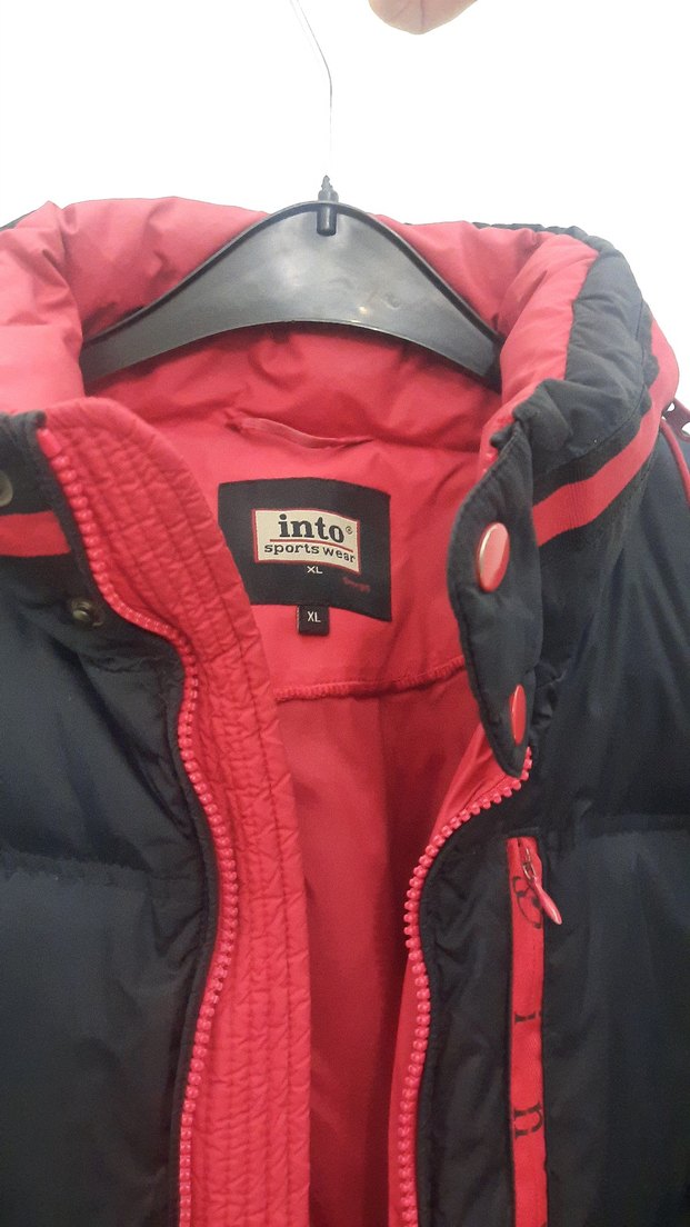 Kırmızı Detaylı Siyah Erkek Mont - Görsel 2