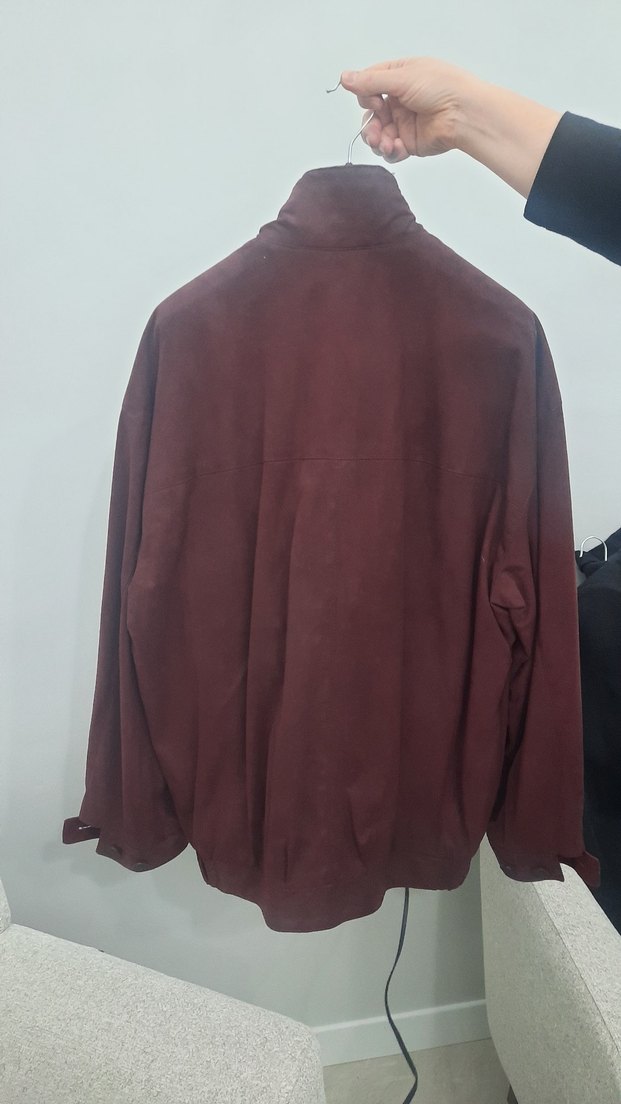 Bordo Süet Kadın Ceket Düğmeli Rahat Kesim - Görsel 3