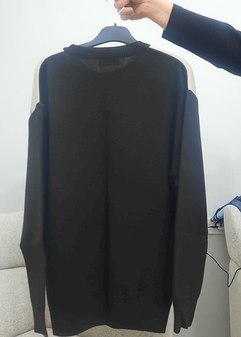 Kahverengi Baskılı Oversize Triko Kazak - Görsel 2